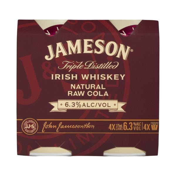Jameson Raw and Cola Can 375mL | 4 Pack