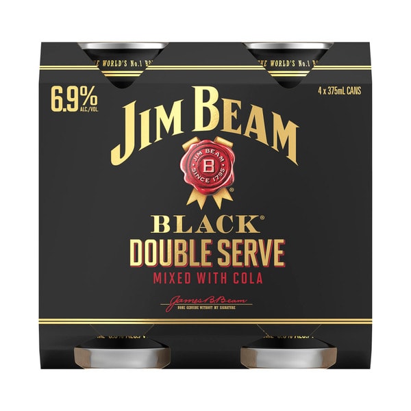 Jim Beam Black Double Serve 6.9% Can 375mL | 4 Pack