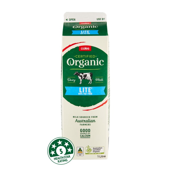 Coles Organic Lite Milk | 1L