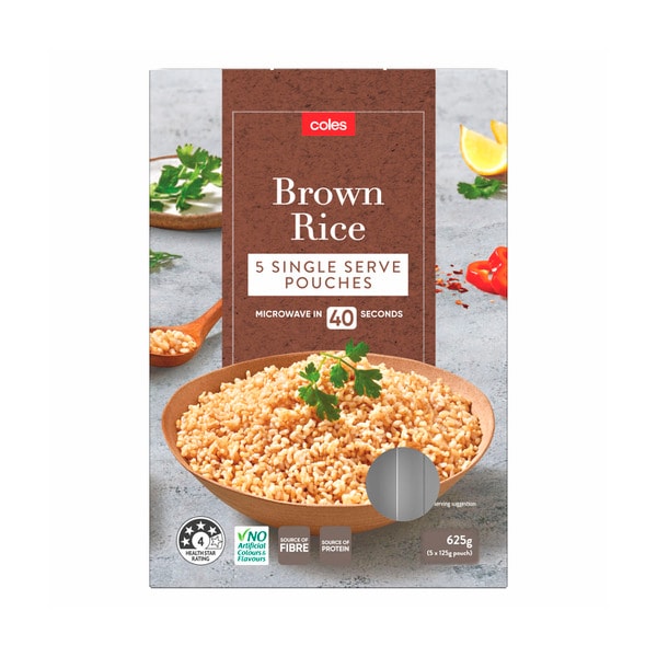 Coles Microwavable Brown Rice 5 Pack | 625g