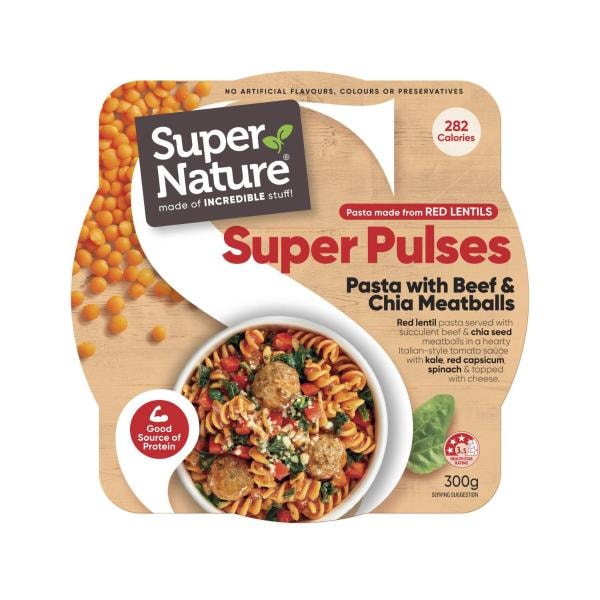 Super Nature Frozen Super Pulses Pasta With Beef & Chia Meatballs | 300g