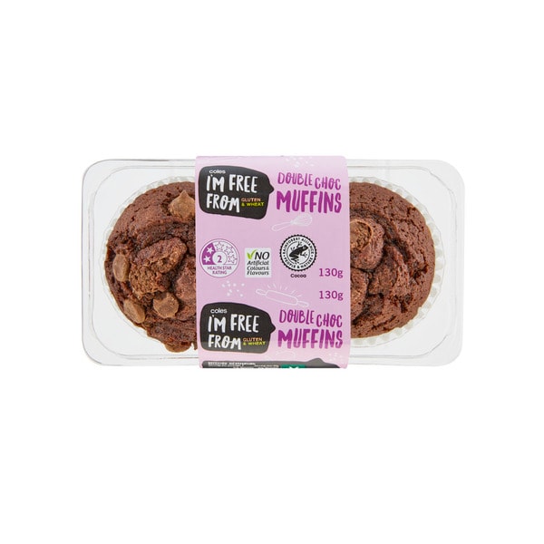 Coles I'M Free From Double Chocolate Muffins | 2 pack