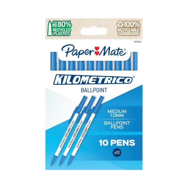 Paper Mate Kilometrico Pens Blue | 10 pack