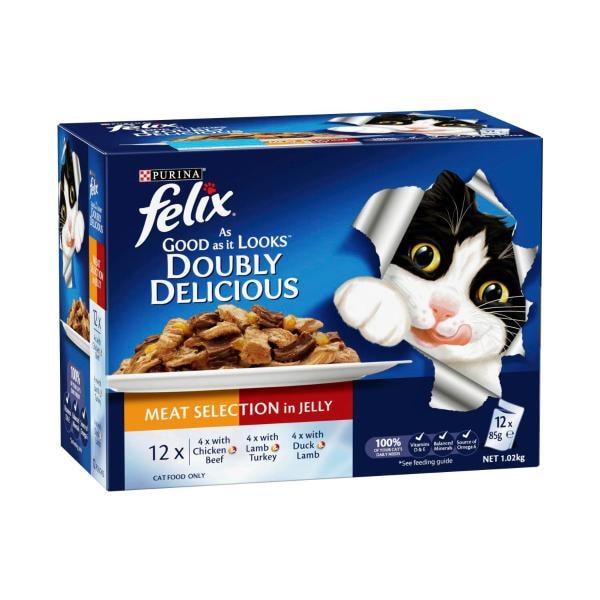 Purina Felix Doubly Delicious Meat Selection In Jelly | 12 pack