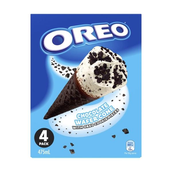 Oreo Chocolate Wafer Ice Cream Cone With Oreo Biscuit Pieces 4 pack | 475mL