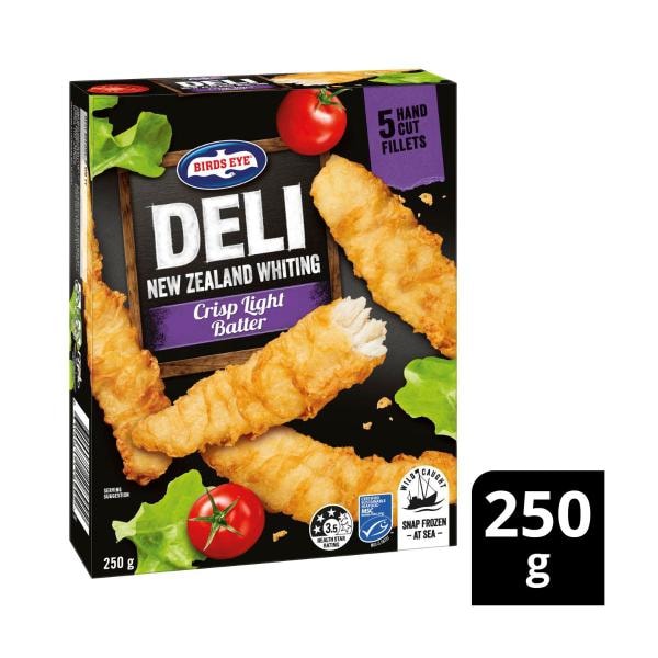 Birds Eye Frozen Deli New Zealand Whiting Crisp Light Batter Fillets 5 Pack | 250g