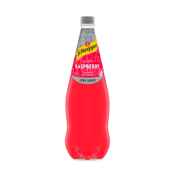Schweppes Traditional Zero Sugar Raspberry Soft Drink Bottle | 1.1L