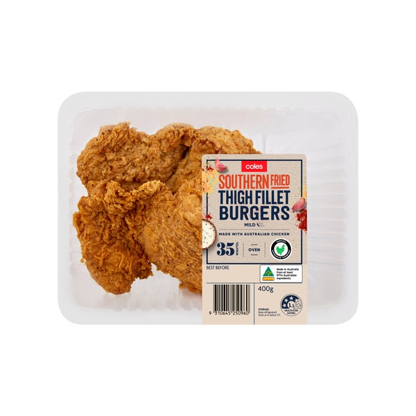 Coles RSPCA Approved Chicken Southern Fried Thigh Burger | 400g