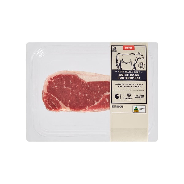 Coles No Added Hormone Beef Quick Cook Porterhouse Steak | 180g