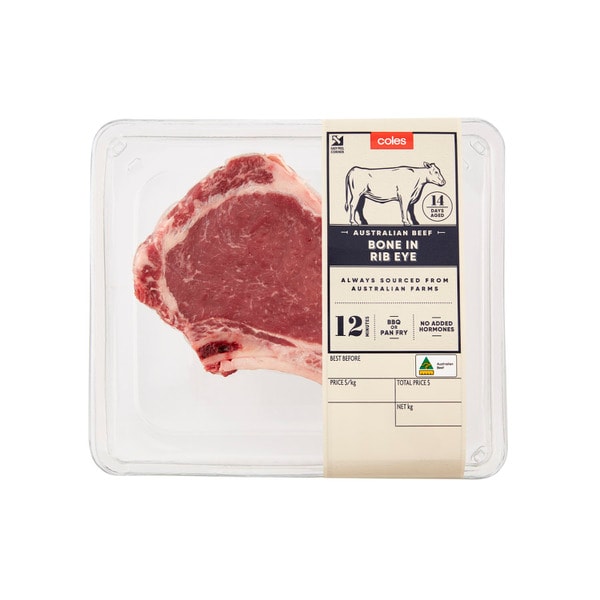 Coles No Added Hormone Beef RR 7X5 Rib Eye Steak | approx.500g