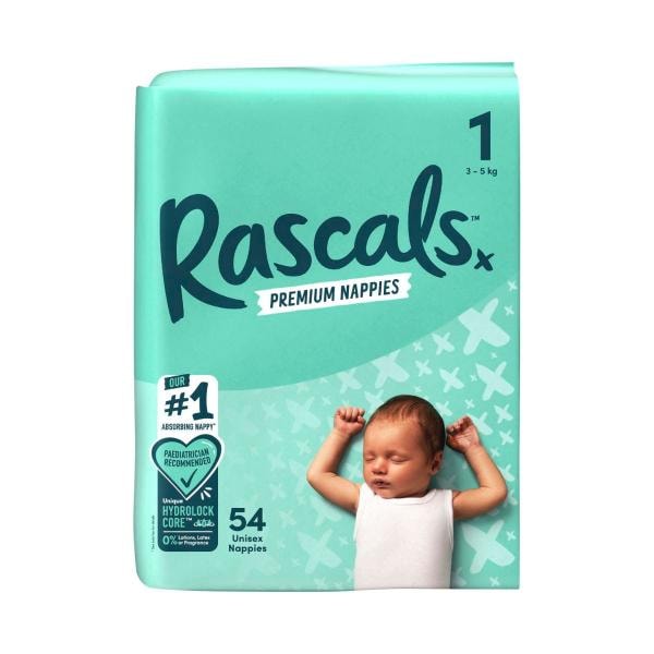 Rascal + Friends Nappies Size 1 Newborn | 54 pack