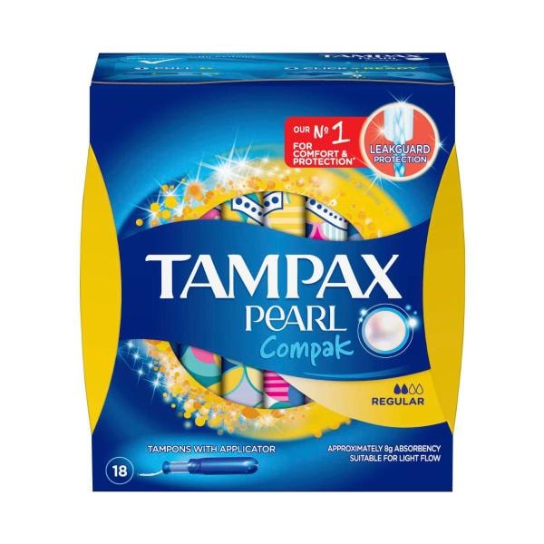 Tampax Pearl Compak Super Tampons With Applicator | 18 pack