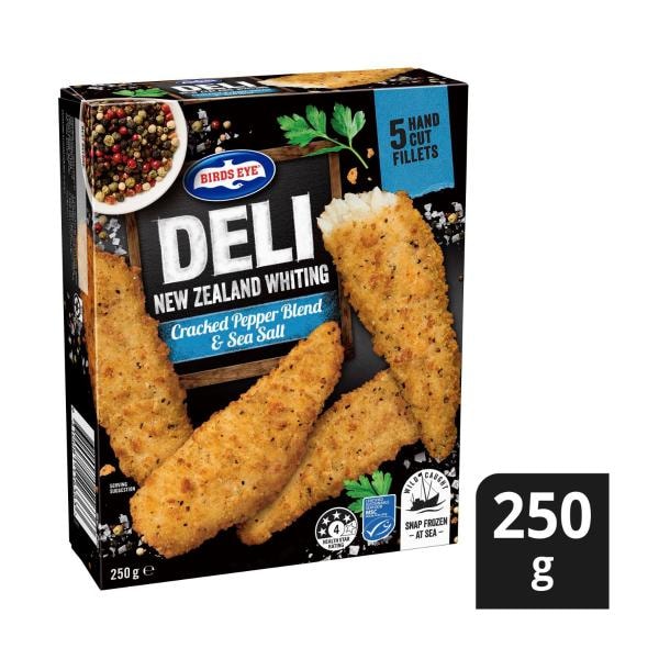 Birds Eye Frozen Deli New Zealand Whiting Cracked Pepper Blend & Sea Salt Fillets 5 Pack | 250g