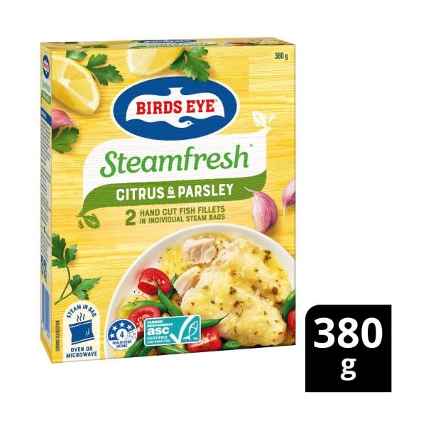 Birds Eye Frozen Steam Fresh Fish Fillets With Parsley & Citrus Sauce 2 Pack | 380g