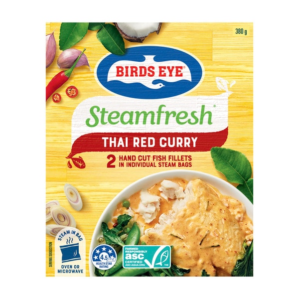 Birds Eye Frozen Steam Fresh Fish Fillets With Thai Red Curry Sauce 2 Pack | 380g