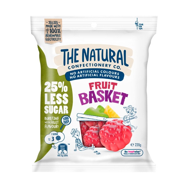 The Natural Confectionery Co. Reduced Sugar Fruit Basket Lollies | 220g