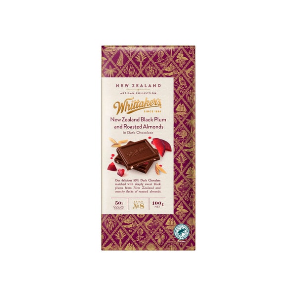 Whittaker's Hawke's Bay Black Doris Plum & Roasted Almonds Dark Chocolate | 100g