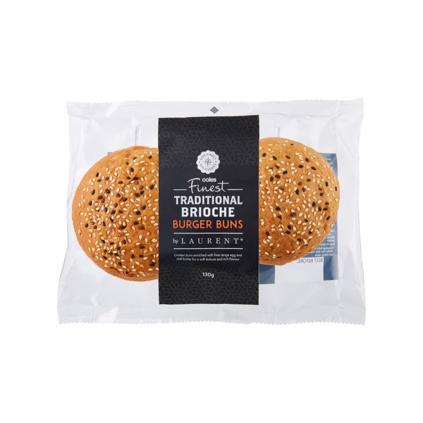 Coles Finest By Laurent Traditional Brioche Burger Buns | 2 pack