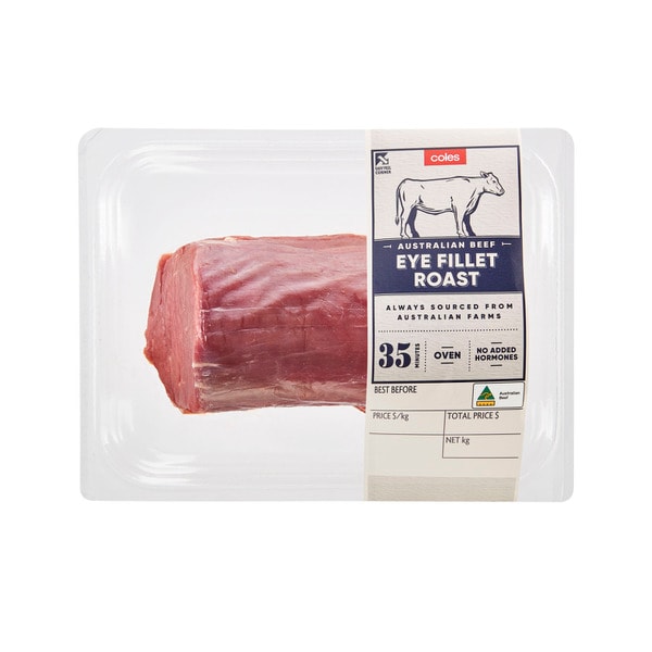 Coles No Added Hormone Beef Eye Fillet Roast | approx. 450g