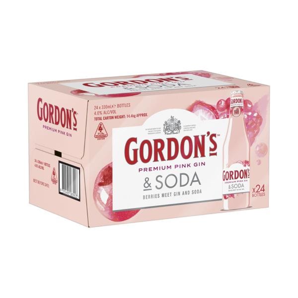 Gordons Pink Gin RTD Bottle 330mL | 24 Pack