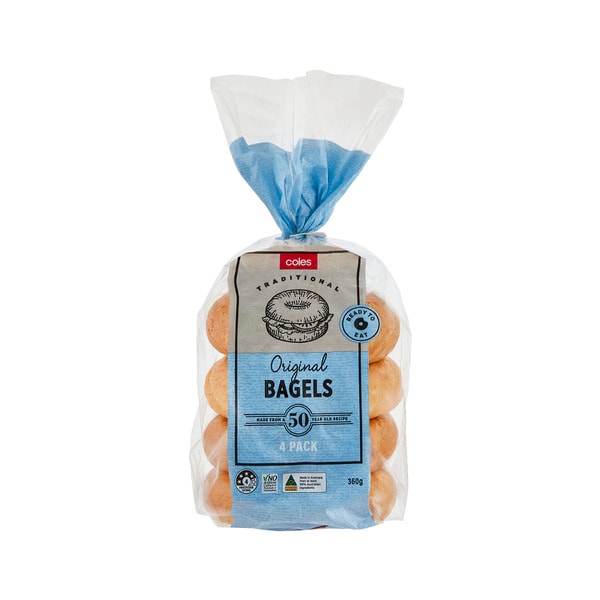 Coles Bagels Plain 4 pack | 360g