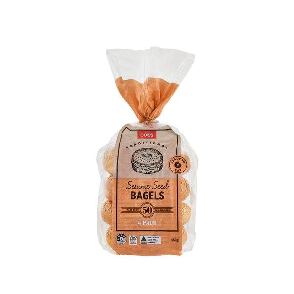 Coles BAGEL SESAME 4 PACK | 360g