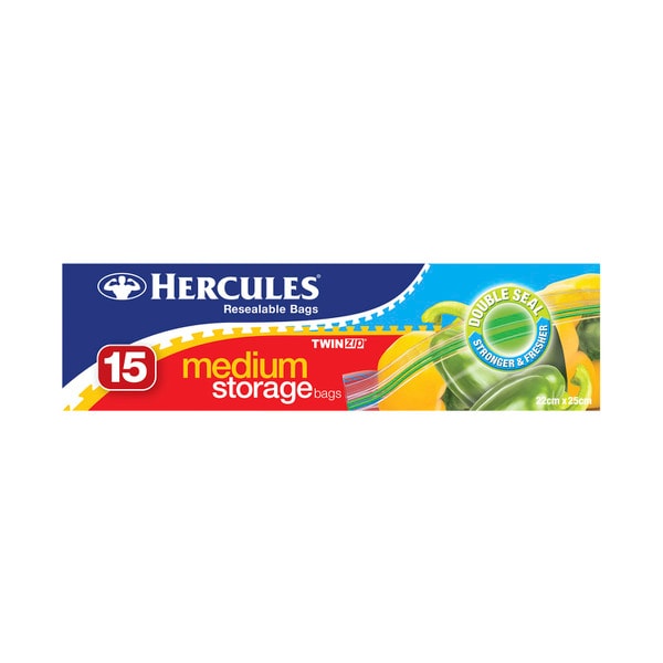 Hercules Twinzip Resealable Medium Storage Bags | 15 pack