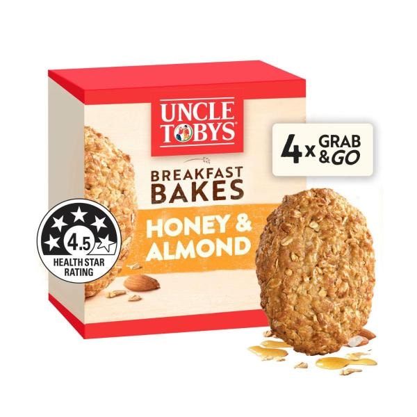 Uncle Tobys Breakfast Bakes Honey and Almond Oats 4 pack | 260g