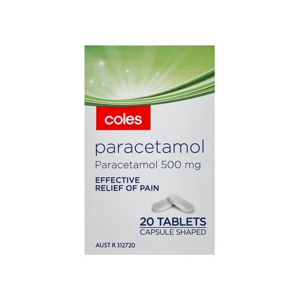 Coles Paracetamol Caplets Bottles | 20 pack