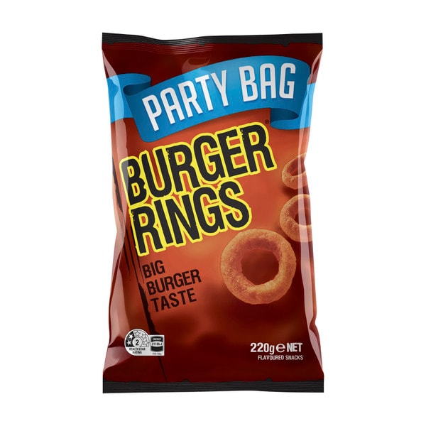 Burger Rings Burger Snacks Party Size Bag | 220g