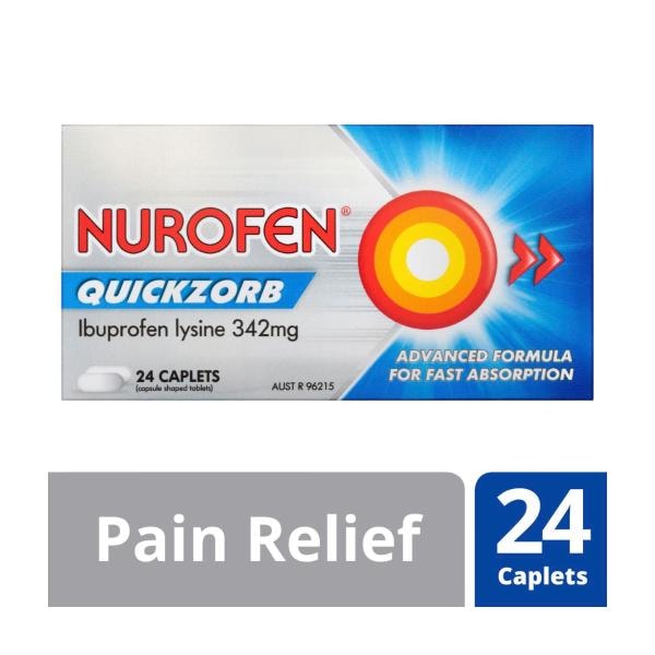 Nurofen Quickzorb Ibuprofen Lysine 342mg Caplets | 24 pack