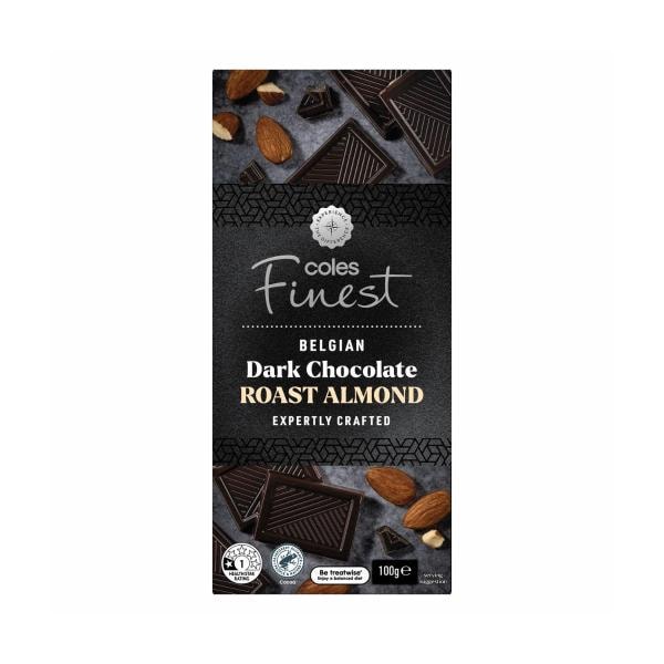 Coles Finest Belgian Dark Chocolate Block With Roasted Almond | 100g