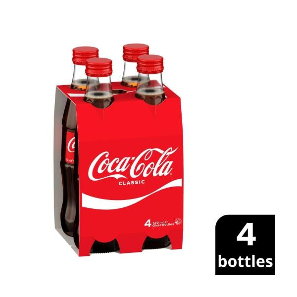 Coca-Cola Classic Soft Drink Multipack Glass Bottles 4x330mL | 4 pack