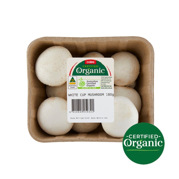Coles Organic White Mushroom | 180g