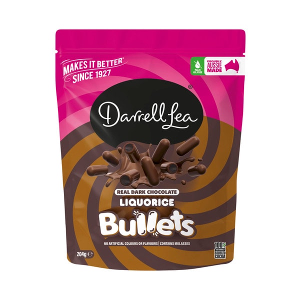 Darrell Lea Dark Chocolate Liquorice Bullets | 226g