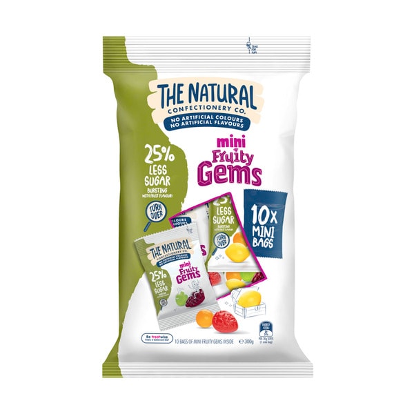 The Natural Confectionery Co. Reduced Sugar Mini Fruity Gems Lollies Multipack | 300g