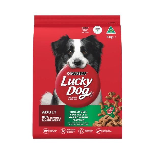 Purina Lucky Dog  Minced Beef Vegetable & Marrowbone Flavour Adult Dry Dog Food | 8kg