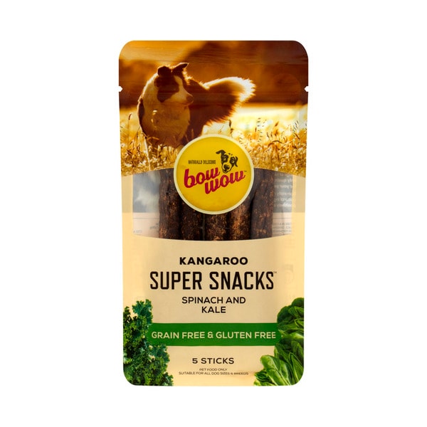 Bow Wow Super Snacks Grain Free Kangaroo Spinach & Kale Sticks Dog Treat | 5 pack