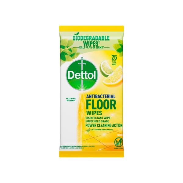 Dettol Antibacterial Floor Cleaning 25 Wipes Lemon and Lime | 1 pack