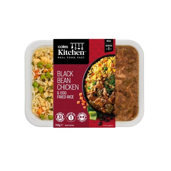 Coles Kitchen Black Bean Chicken And Egg Fried Rice | 350g
