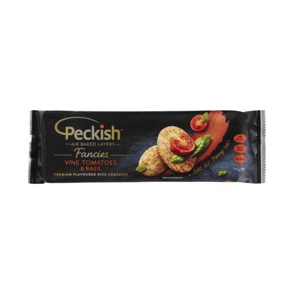 Peckish Gluten Free Fancies Vine Tomatoes & Basil Rice Crackers | 90g