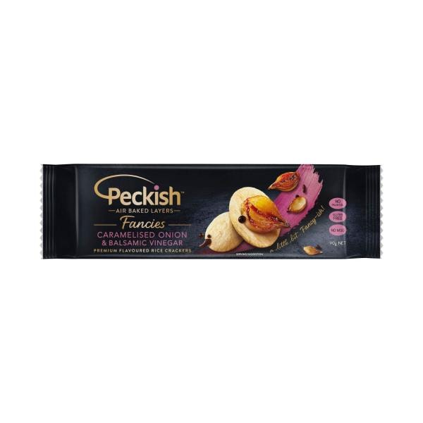Peckish Gluten Free Fancies Caramelised Onion & Balsamic Vinegar Rice Crackers | 90g