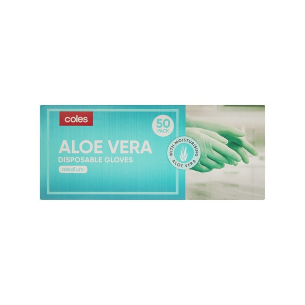 Coles Disposable Gloves Aloe Vera Medium | 50 pack
