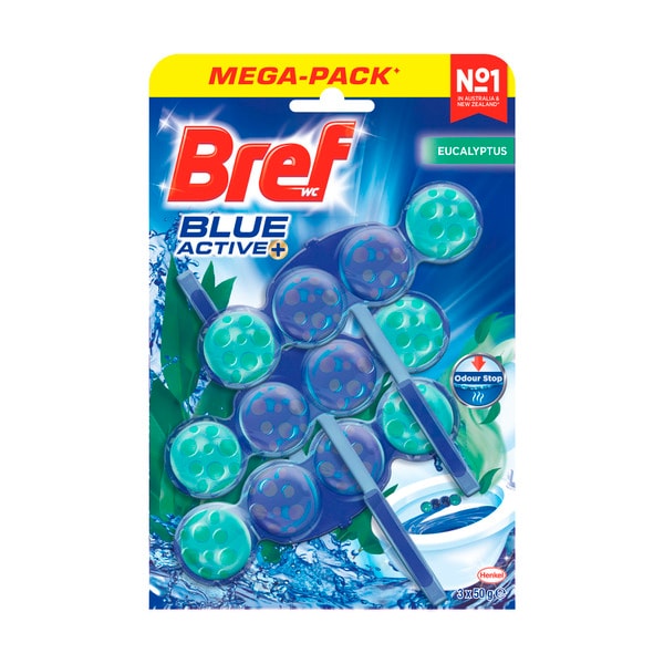 Bref Blue Active Rim block Toilet Cleaner Eucalyptus Triple Pack 3x50g | 3 pack