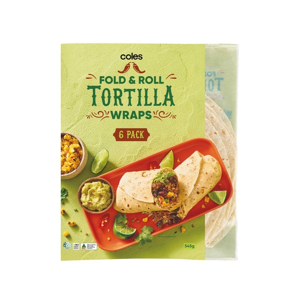 Coles Fold & Roll Tortilla Wraps 6 Pack | 545g