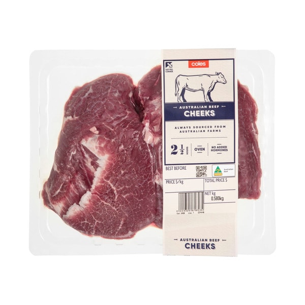 Coles No Added Hormone Beef Cheeks | approx. 500g