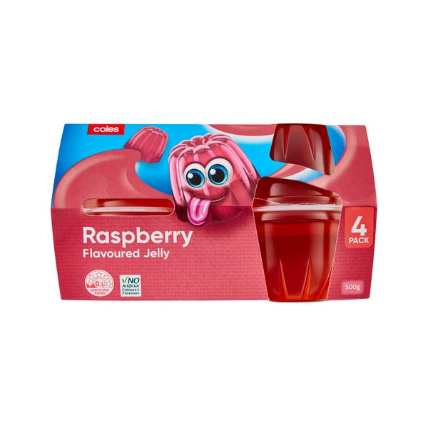 Coles Raspberry Jelly Cups 4 Pack | 500g