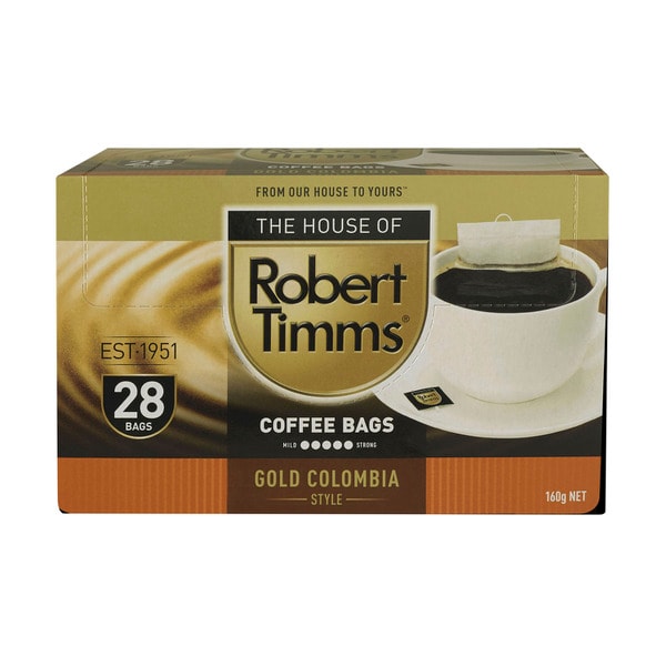 Robert Timms Gold Colombia Coffee Bags Strong 160g | 28 Pack