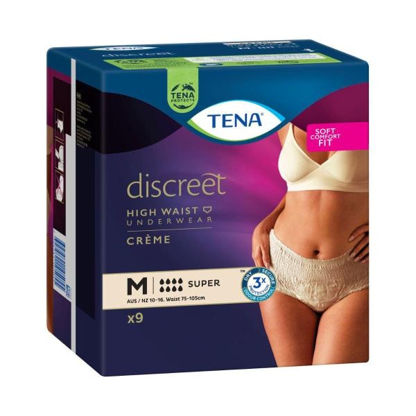 Tena Discreet Crème Super Incontinence Pants Medium | 9 pack