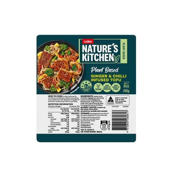 Coles Nature's Kitchen Ginger & Chilli Tofu | 200g